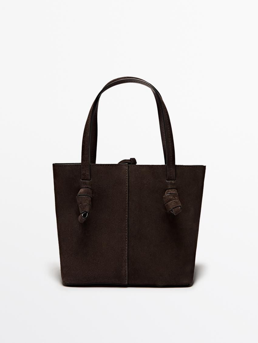 Massimo Dutti Nappa Leather Mini Women Bucket Bag Dark Brown | US-VQ7016345
