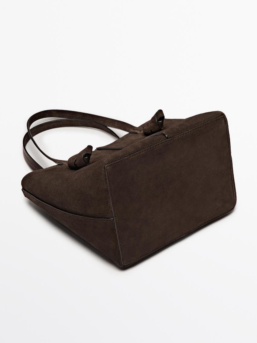 Massimo Dutti Nappa Leather Mini Women Bucket Bag Dark Brown | US-VQ7016345