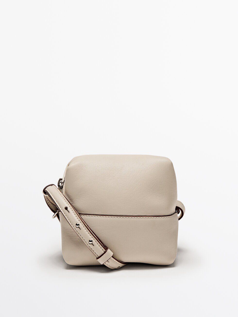Massimo Dutti Nappa Leather Mini Women Crossbody Bag Beige | US-RQ8946713