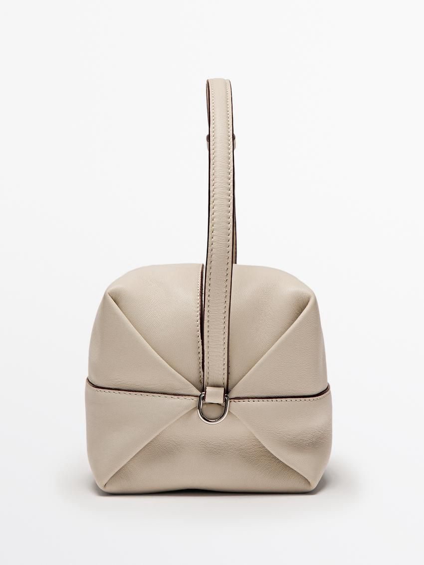 Massimo Dutti Nappa Leather Mini Women Crossbody Bag Beige | US-RQ8946713