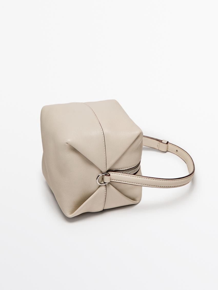 Massimo Dutti Nappa Leather Mini Women Crossbody Bag Beige | US-RQ8946713