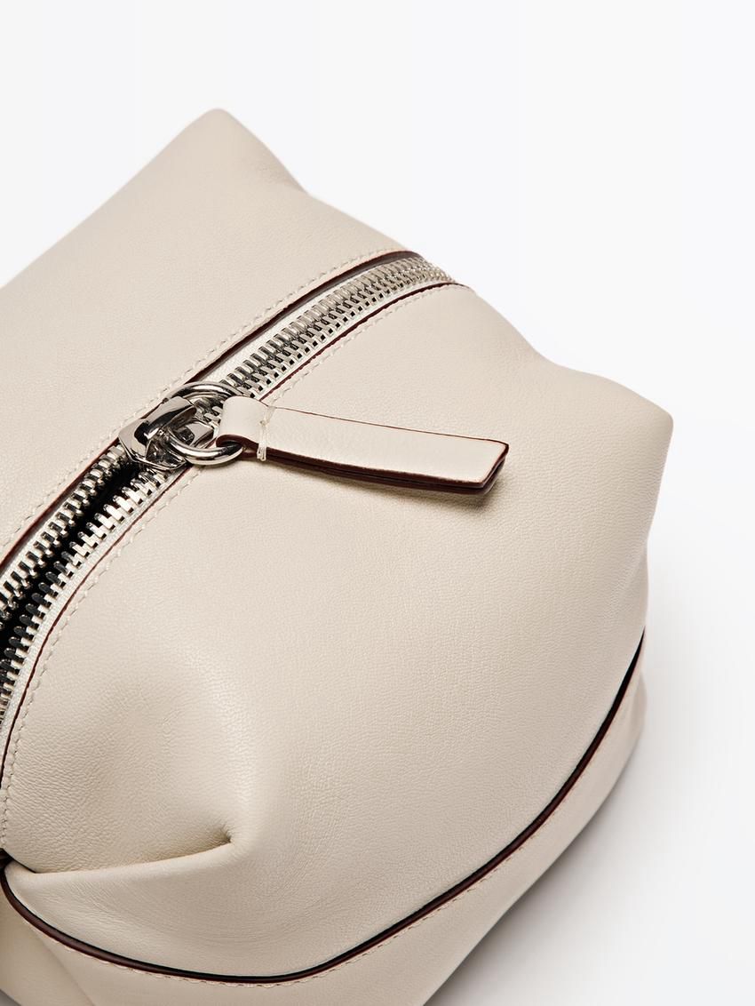 Massimo Dutti Nappa Leather Mini Women Crossbody Bag Beige | US-RQ8946713
