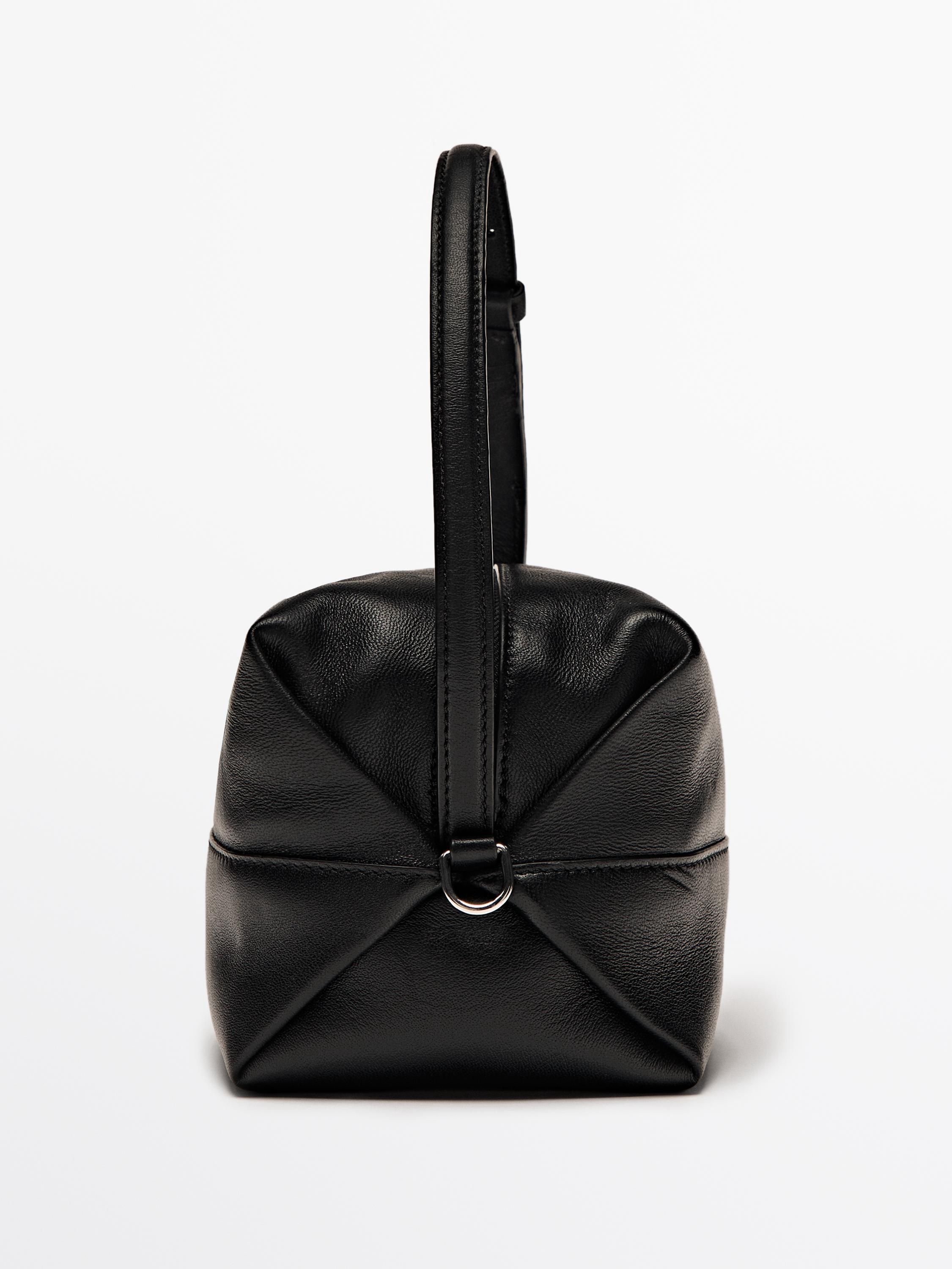 Massimo Dutti Nappa Leather Mini Women Crossbody Bag Black | US-TV6854937