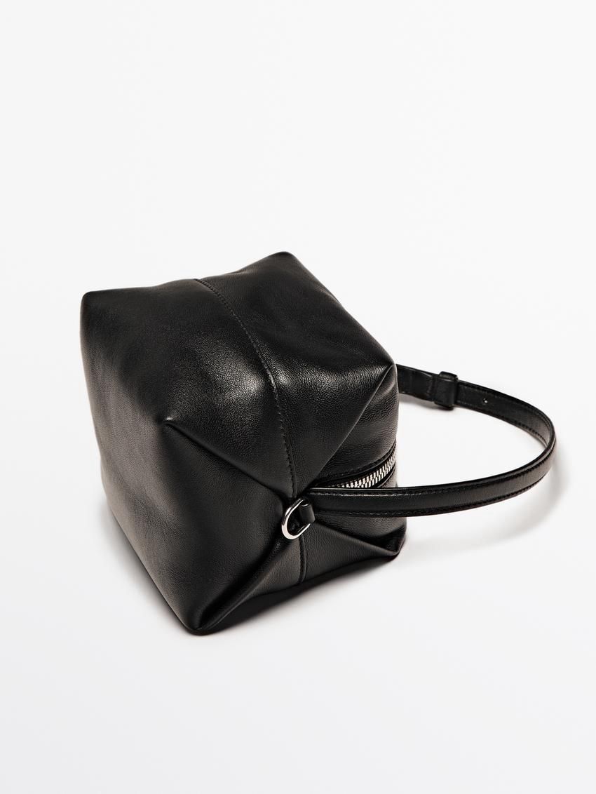 Massimo Dutti Nappa Leather Mini Women Crossbody Bag Black | US-TV6854937