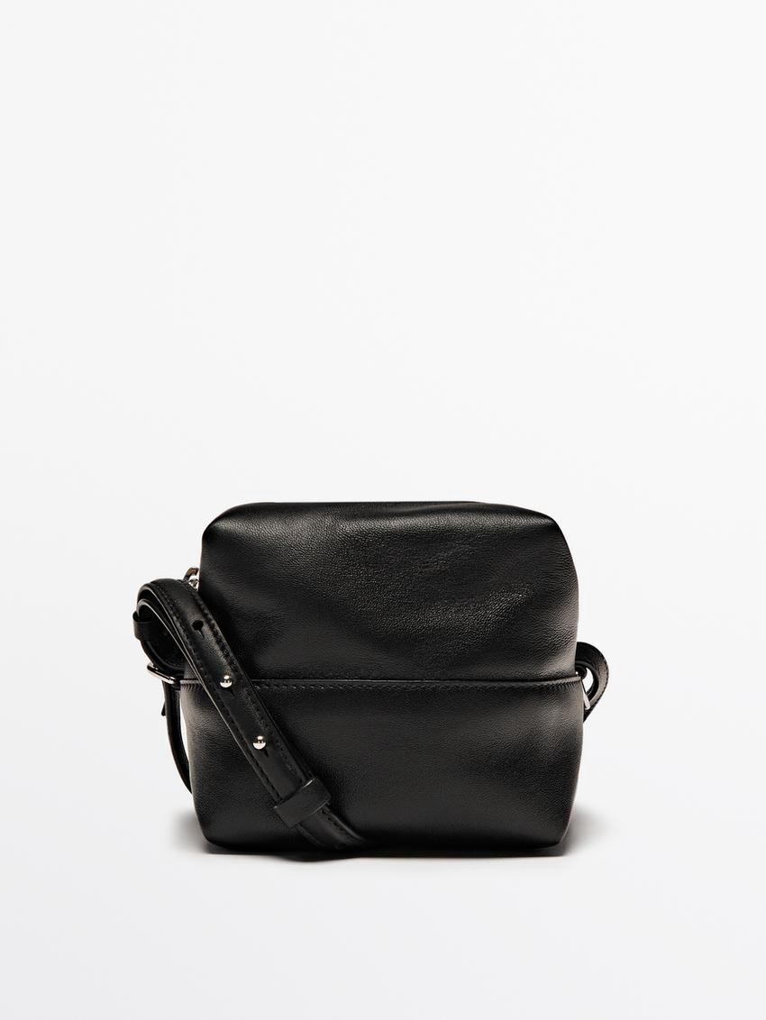 Massimo Dutti Nappa Leather Mini Women Crossbody Bag Black | US-TV6854937