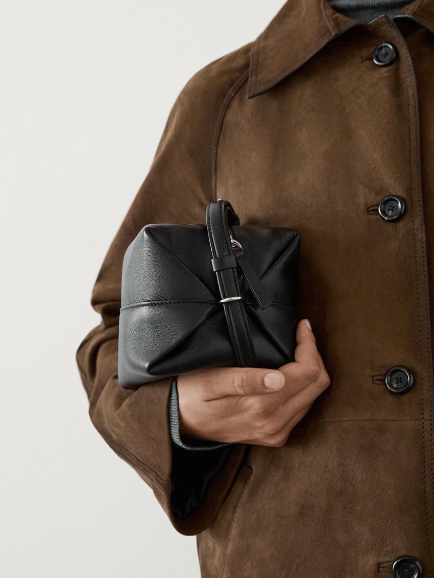 Massimo Dutti Nappa Leather Mini Women Crossbody Bag Black | US-TV6854937