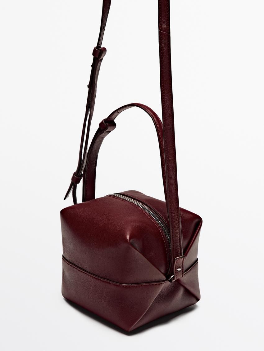 Massimo Dutti Nappa Leather Mini Women Crossbody Bag Red | US-XS7514826