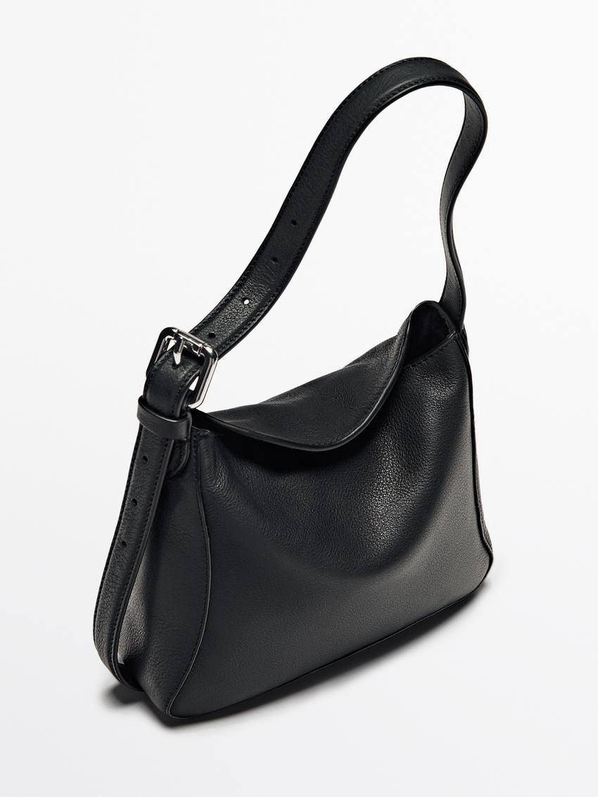Massimo Dutti Nappa Leather Mini Women Handbag Black | US-TB5031862