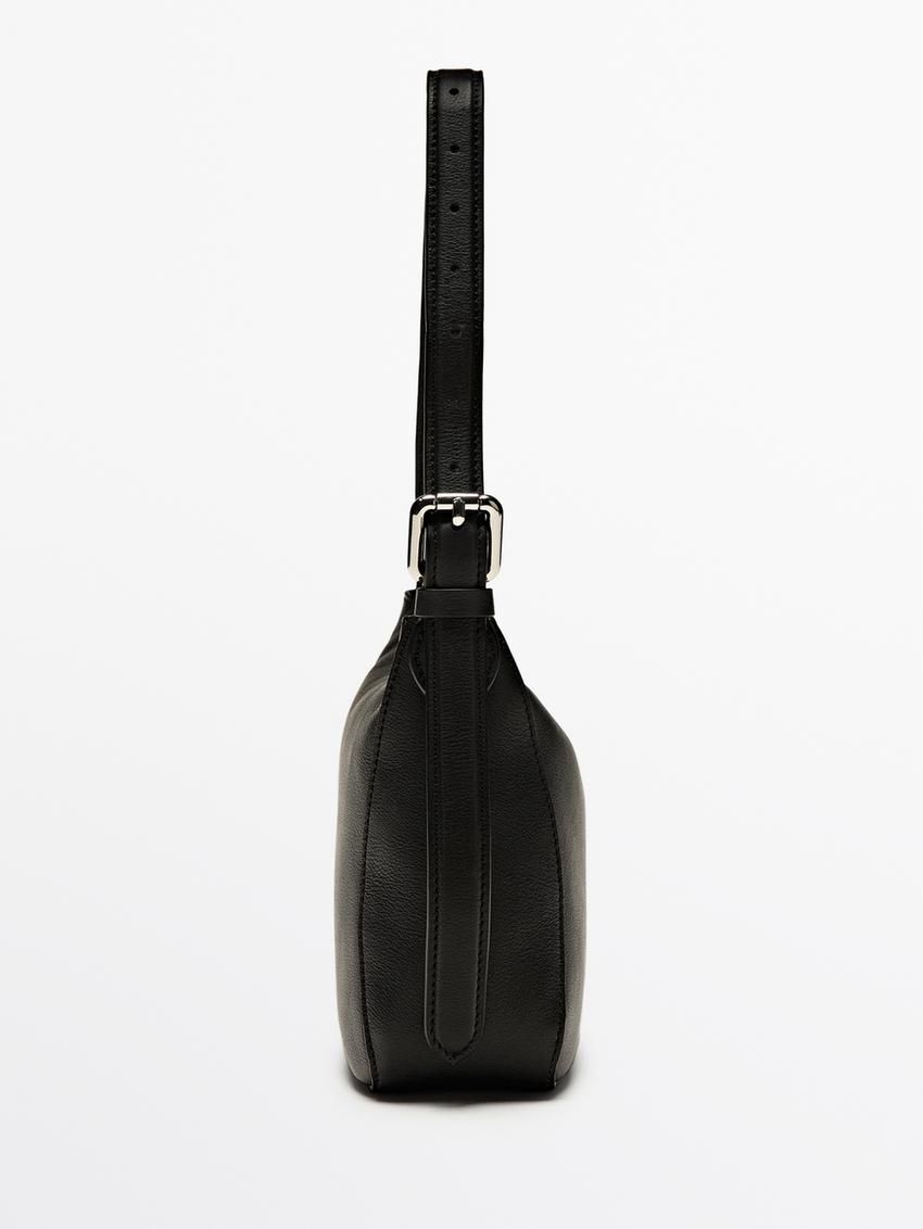 Massimo Dutti Nappa Leather Mini Women Handbag Black | US-TB5031862