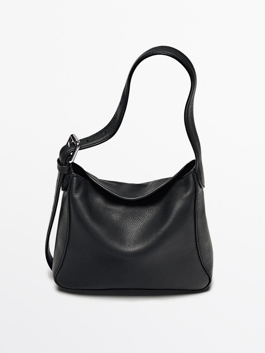 Massimo Dutti Nappa Leather Mini Women Handbag Black | US-TB5031862