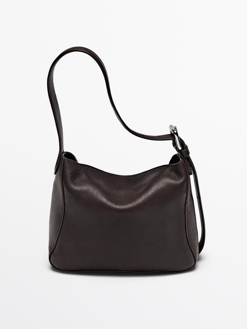 Massimo Dutti Nappa Leather Mini Women Handbag Dark Brown | US-IU8913650