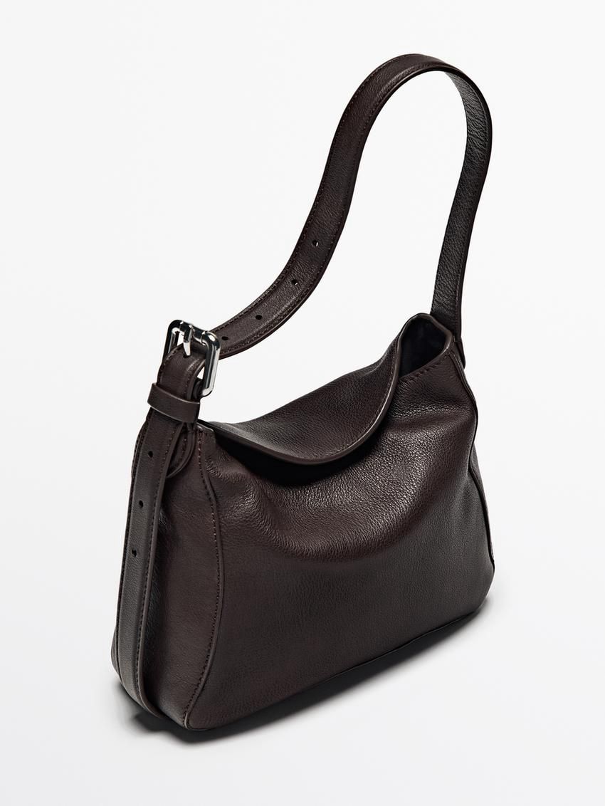 Massimo Dutti Nappa Leather Mini Women Handbag Dark Brown | US-IU8913650