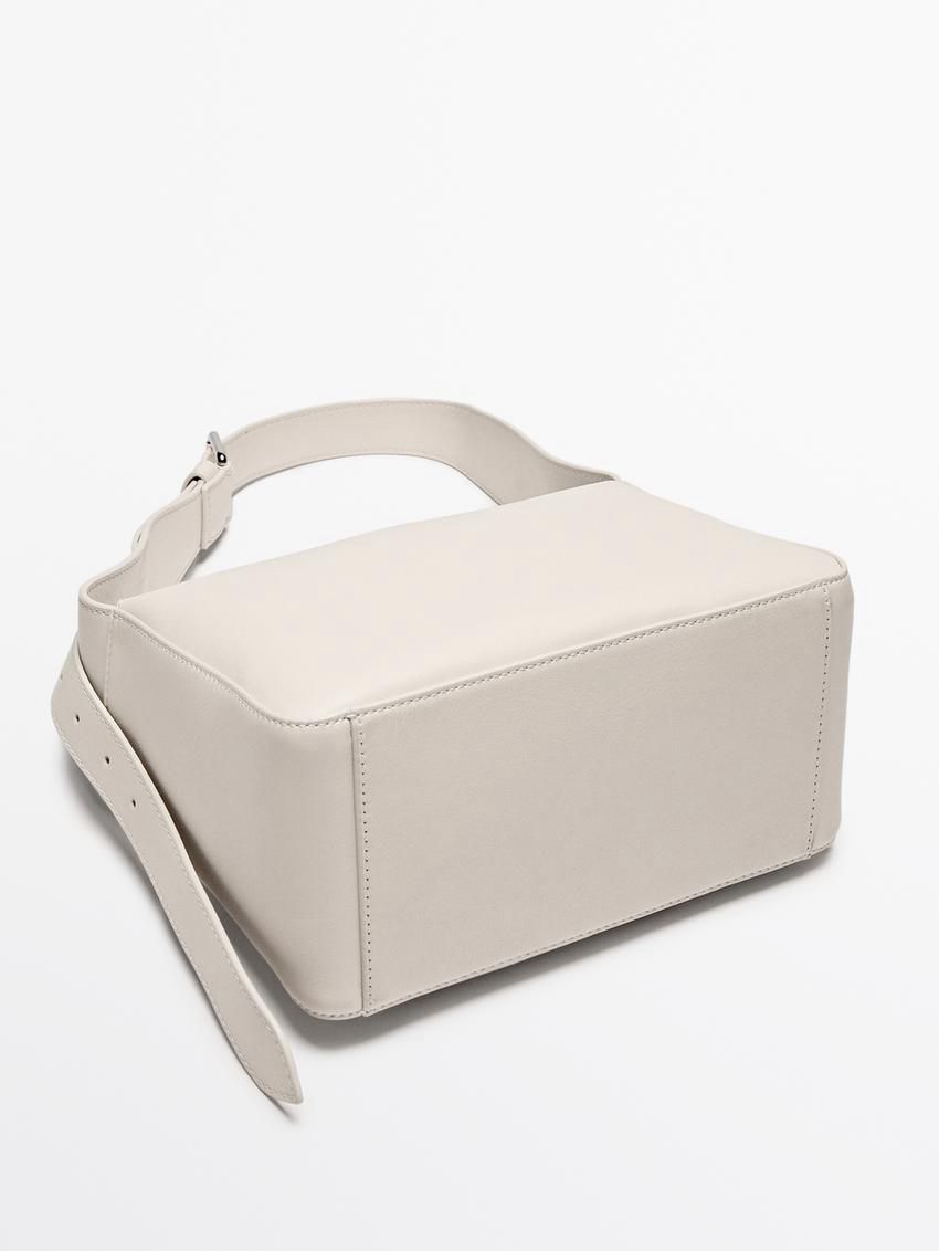 Massimo Dutti Nappa Leather Mini Women Shoulder Bag Beige | US-DI6503721