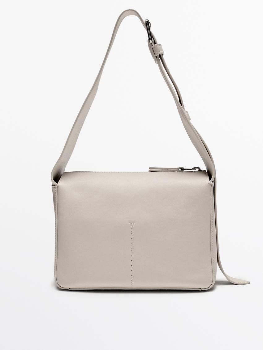 Massimo Dutti Nappa Leather Mini Women Shoulder Bag Beige | US-DI6503721