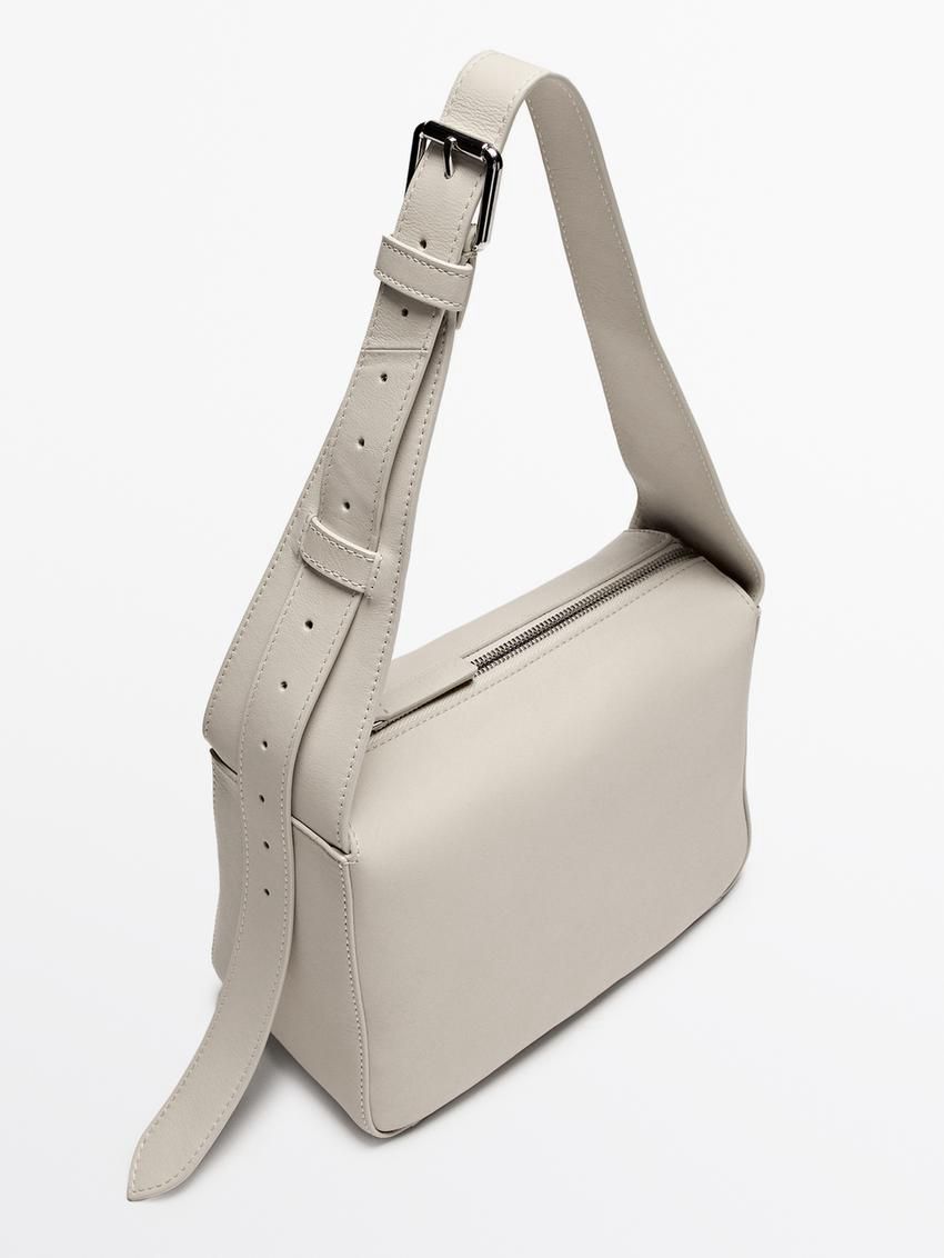 Massimo Dutti Nappa Leather Mini Women Shoulder Bag Beige | US-DI6503721