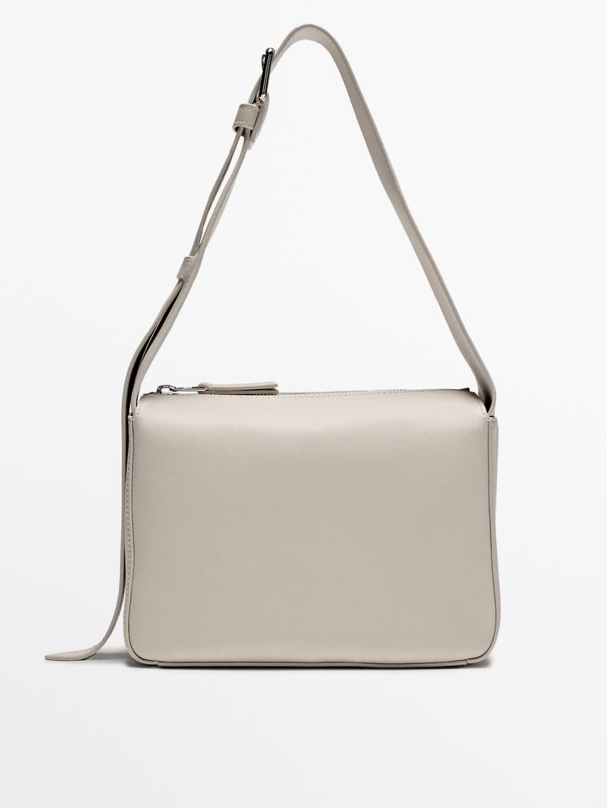 Massimo Dutti Nappa Leather Mini Women Shoulder Bag Beige | US-DI6503721