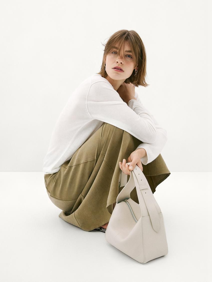 Massimo Dutti Nappa Leather Mini Women Shoulder Bag Beige | US-DI6503721