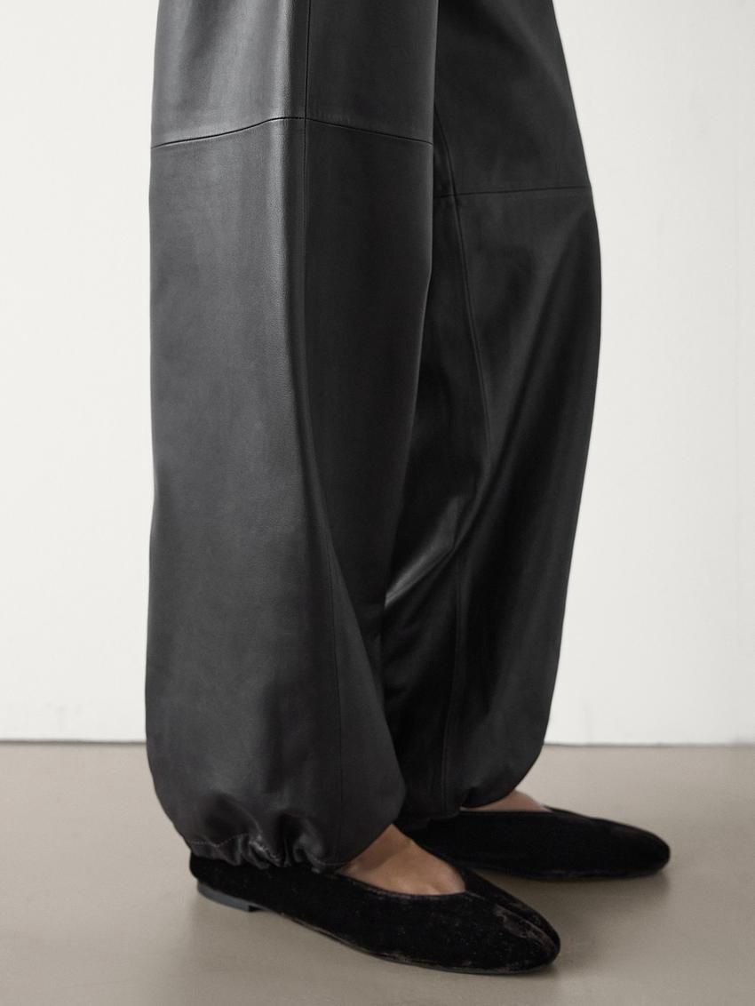 Massimo Dutti Nappa Leather Parachute Women Trousers Dark Brown | US-WE2945671