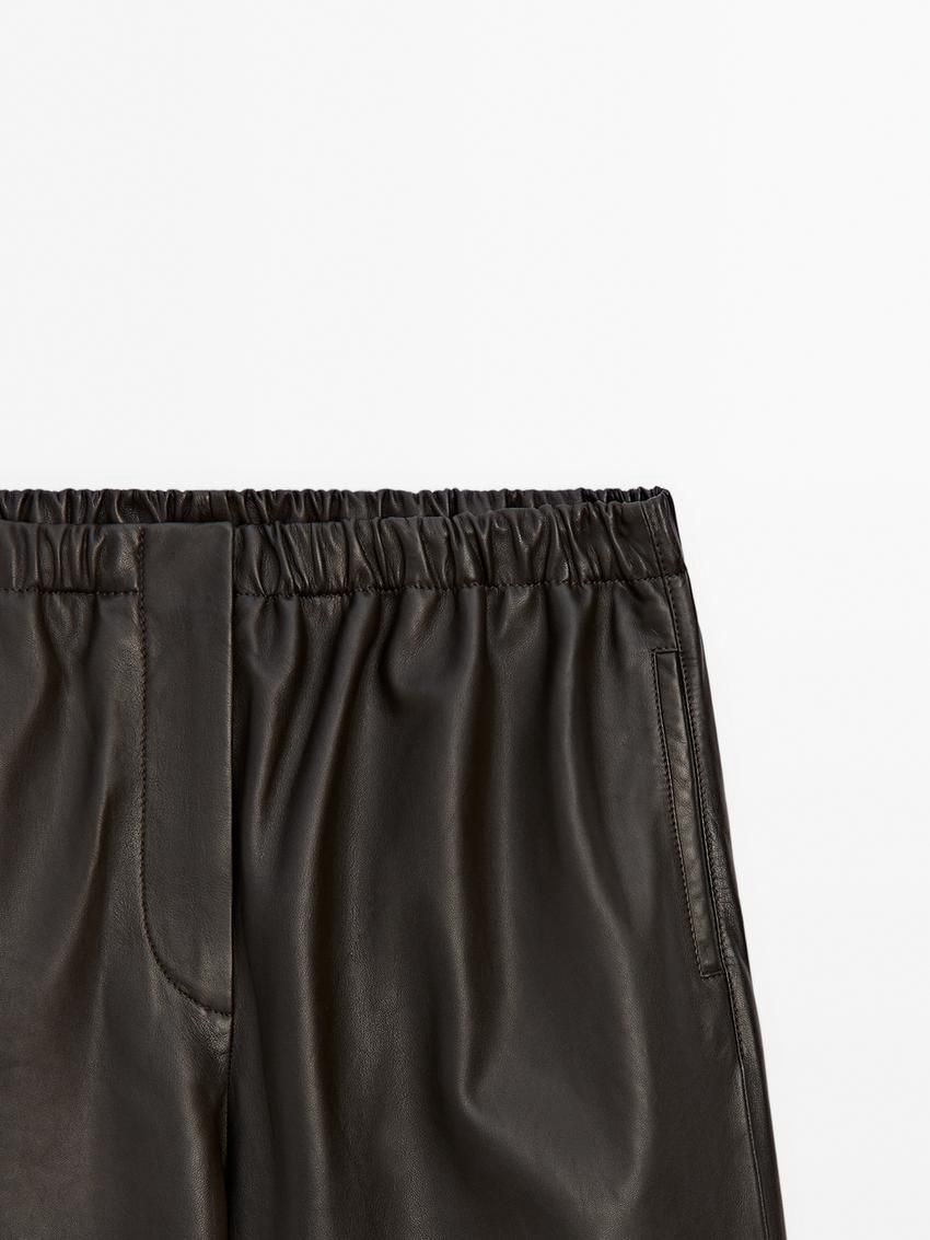 Massimo Dutti Nappa Leather Parachute Women Trousers Dark Brown | US-WE2945671
