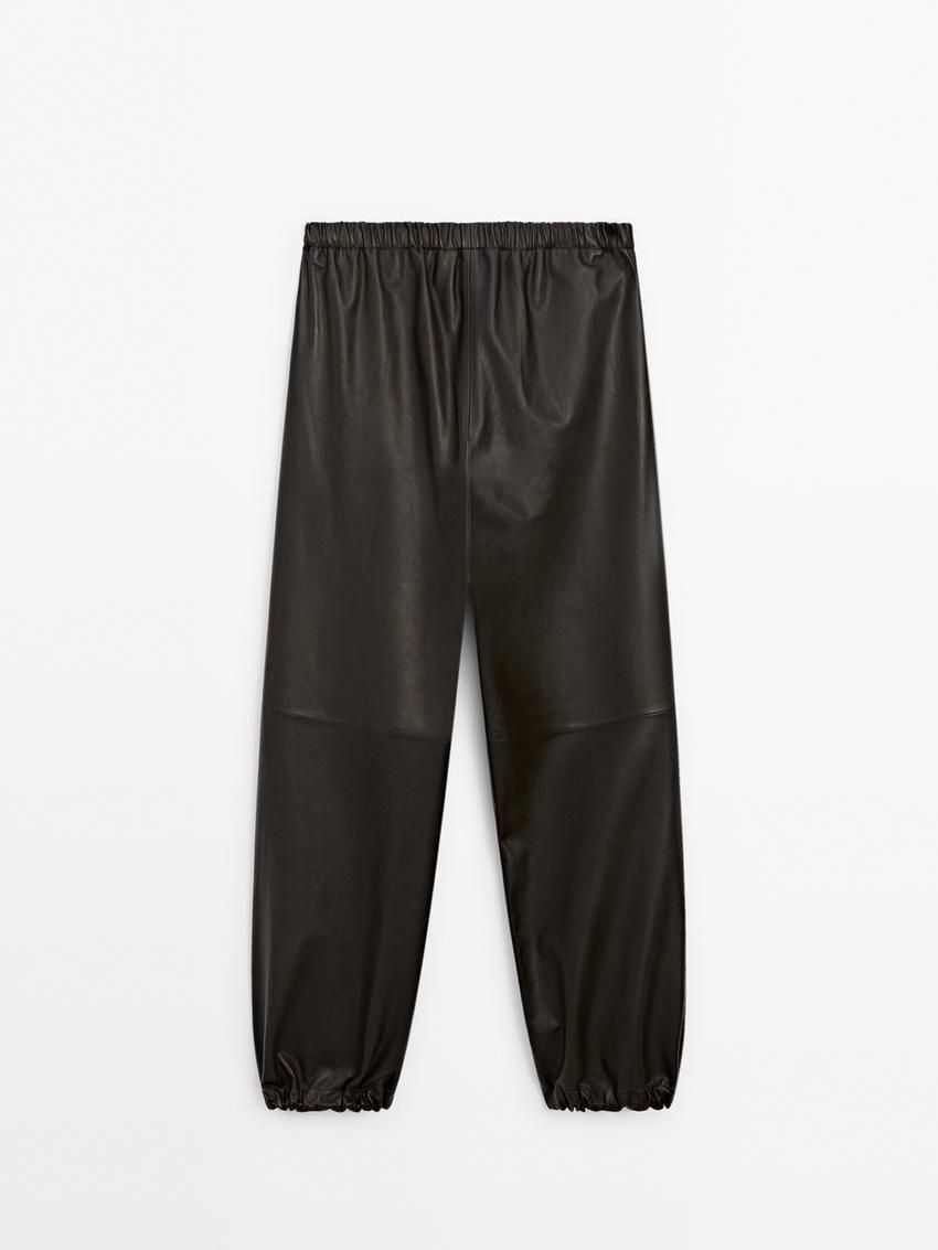 Massimo Dutti Nappa Leather Parachute Women Trousers Dark Brown | US-WE2945671