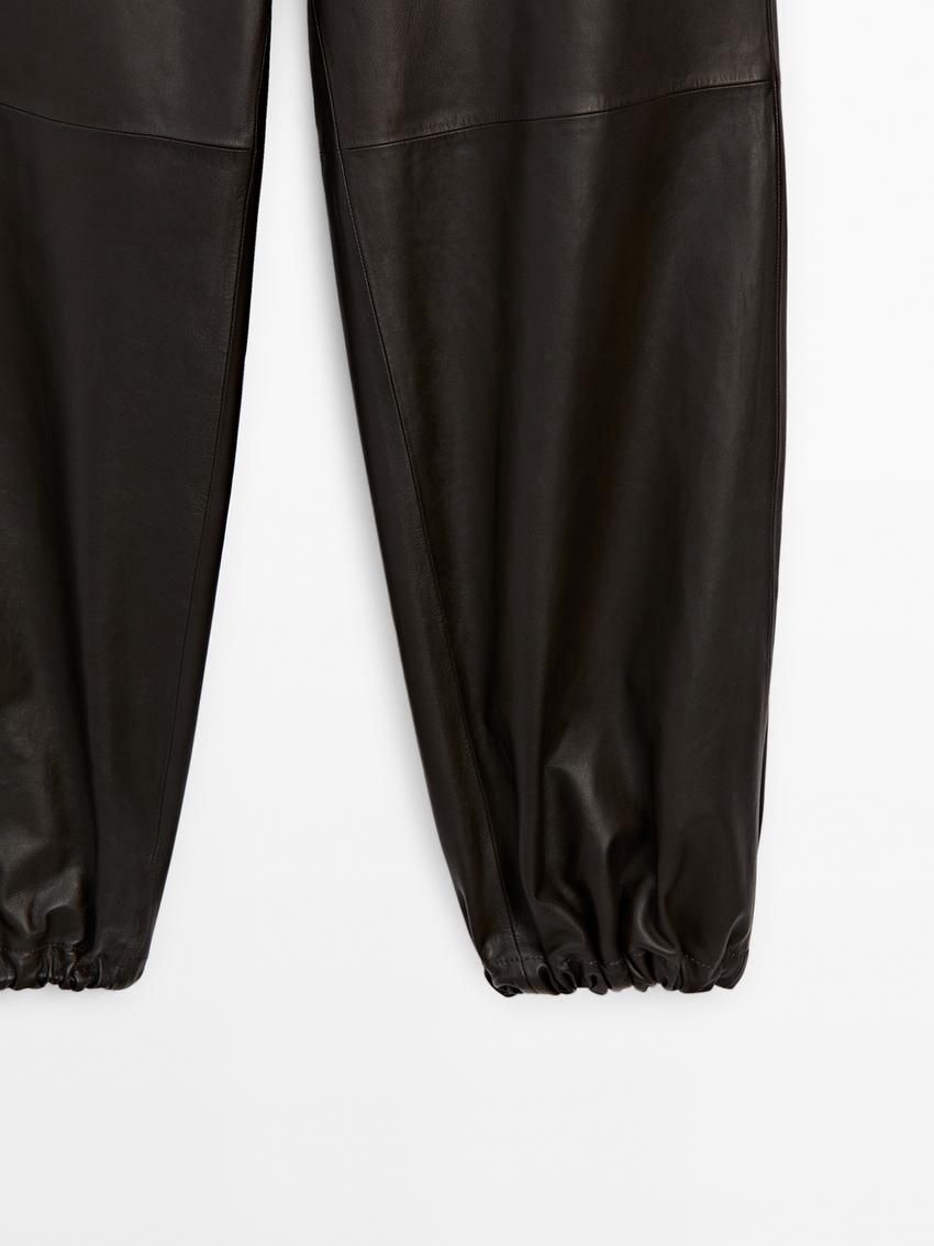 Massimo Dutti Nappa Leather Parachute Women Trousers Dark Brown | US-WE2945671