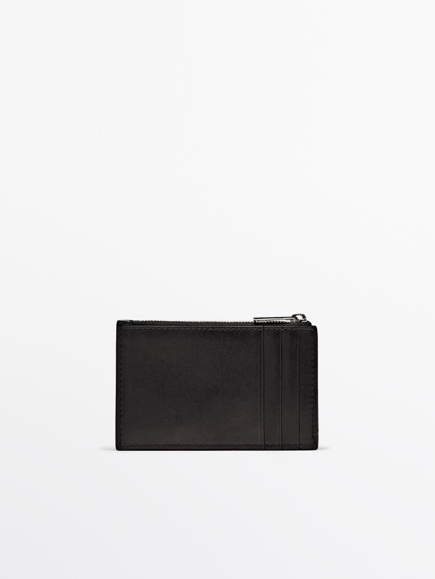 Massimo Dutti Nappa Leather Purse Women Purse Black | US-UI1350274