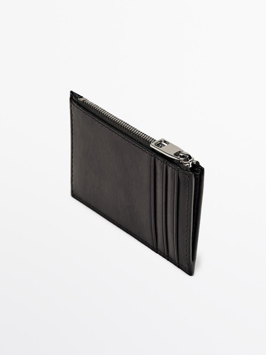 Massimo Dutti Nappa Leather Purse Women Purse Black | US-UI1350274