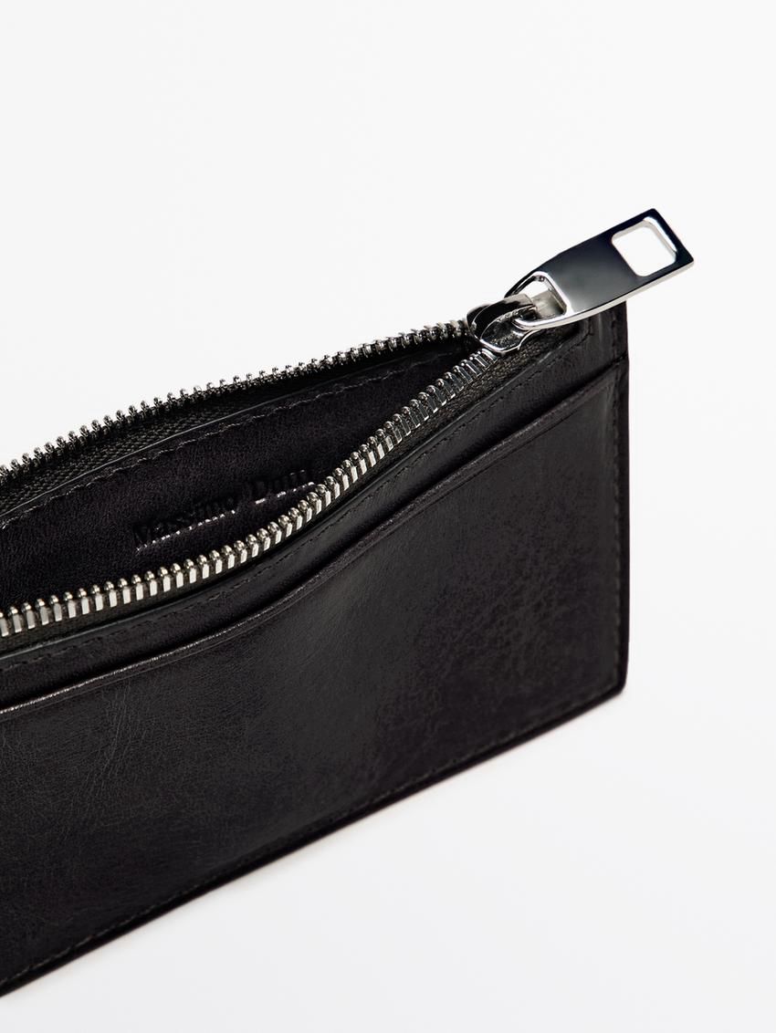 Massimo Dutti Nappa Leather Purse Women Purse Black | US-UI1350274