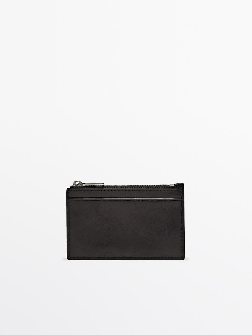 Massimo Dutti Nappa Leather Purse Women Purse Black | US-UI1350274