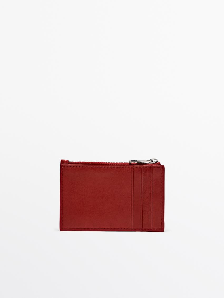 Massimo Dutti Nappa Leather Purse Women Purse Red | US-OW0164983