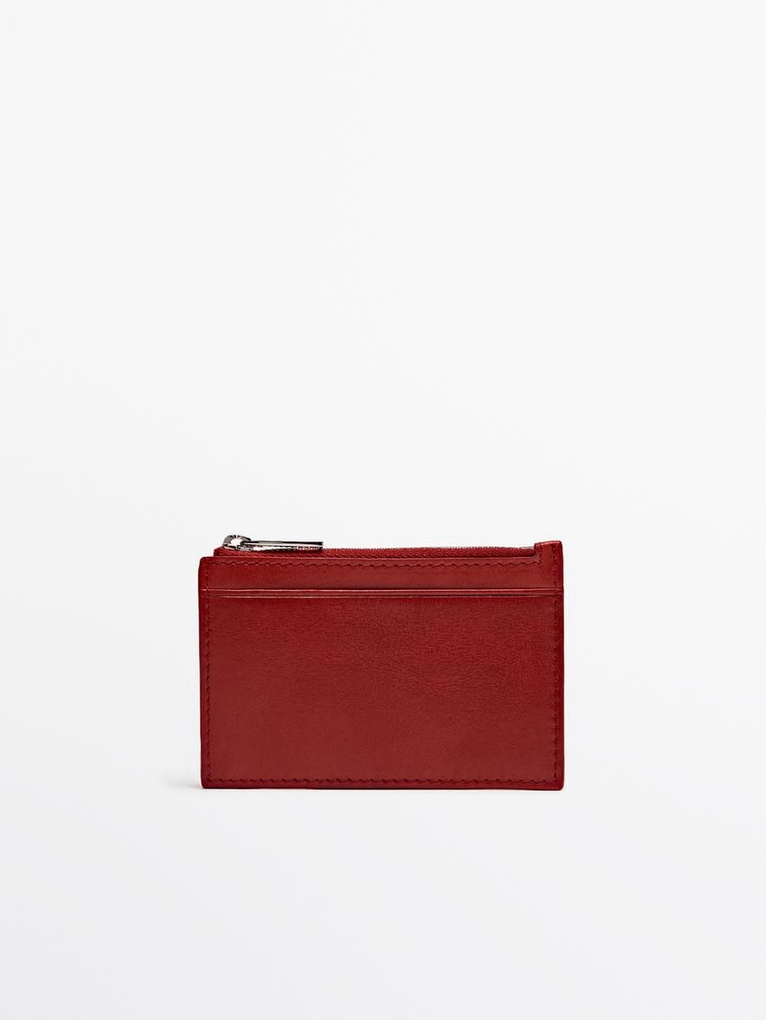 Massimo Dutti Nappa Leather Purse Women Purse Red | US-OW0164983
