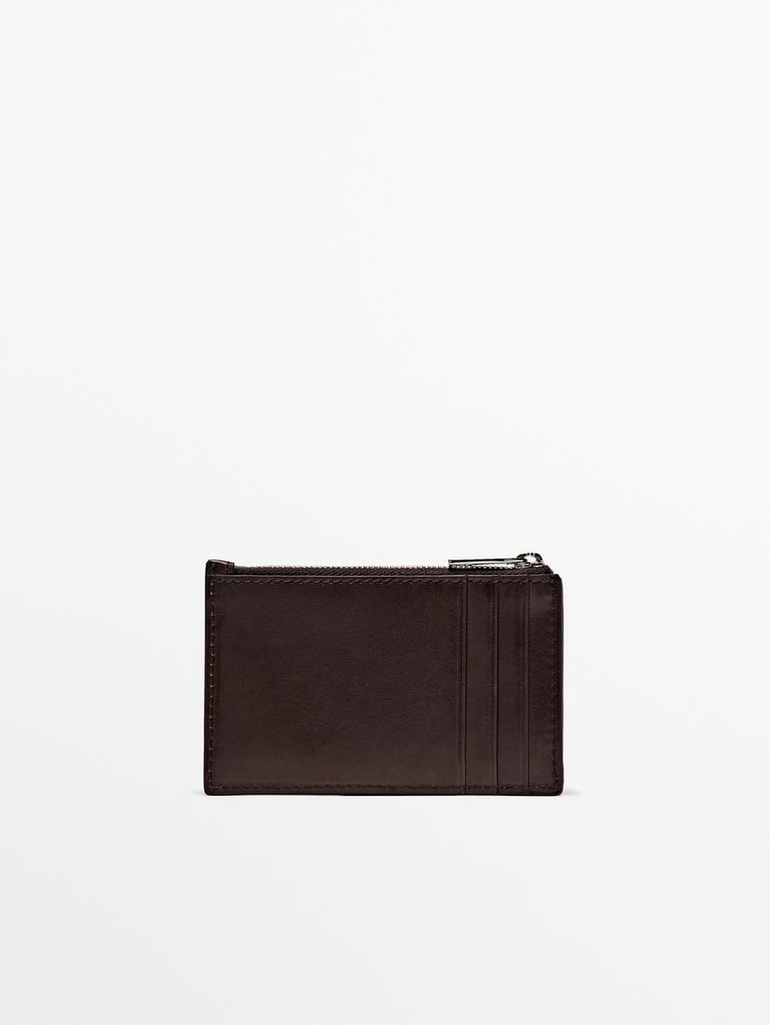Massimo Dutti Nappa Leather Purse Women Purse Dark Brown | US-WB7346901