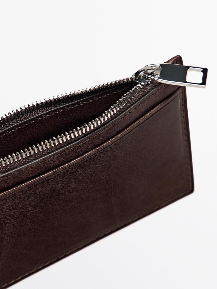 Massimo Dutti Nappa Leather Purse Women Purse Dark Brown | US-WB7346901