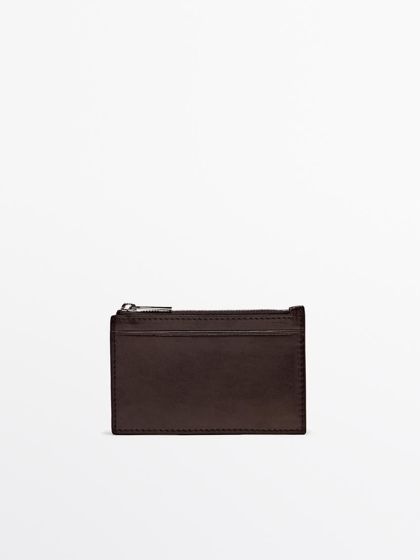 Massimo Dutti Nappa Leather Purse Women Purse Dark Brown | US-WB7346901