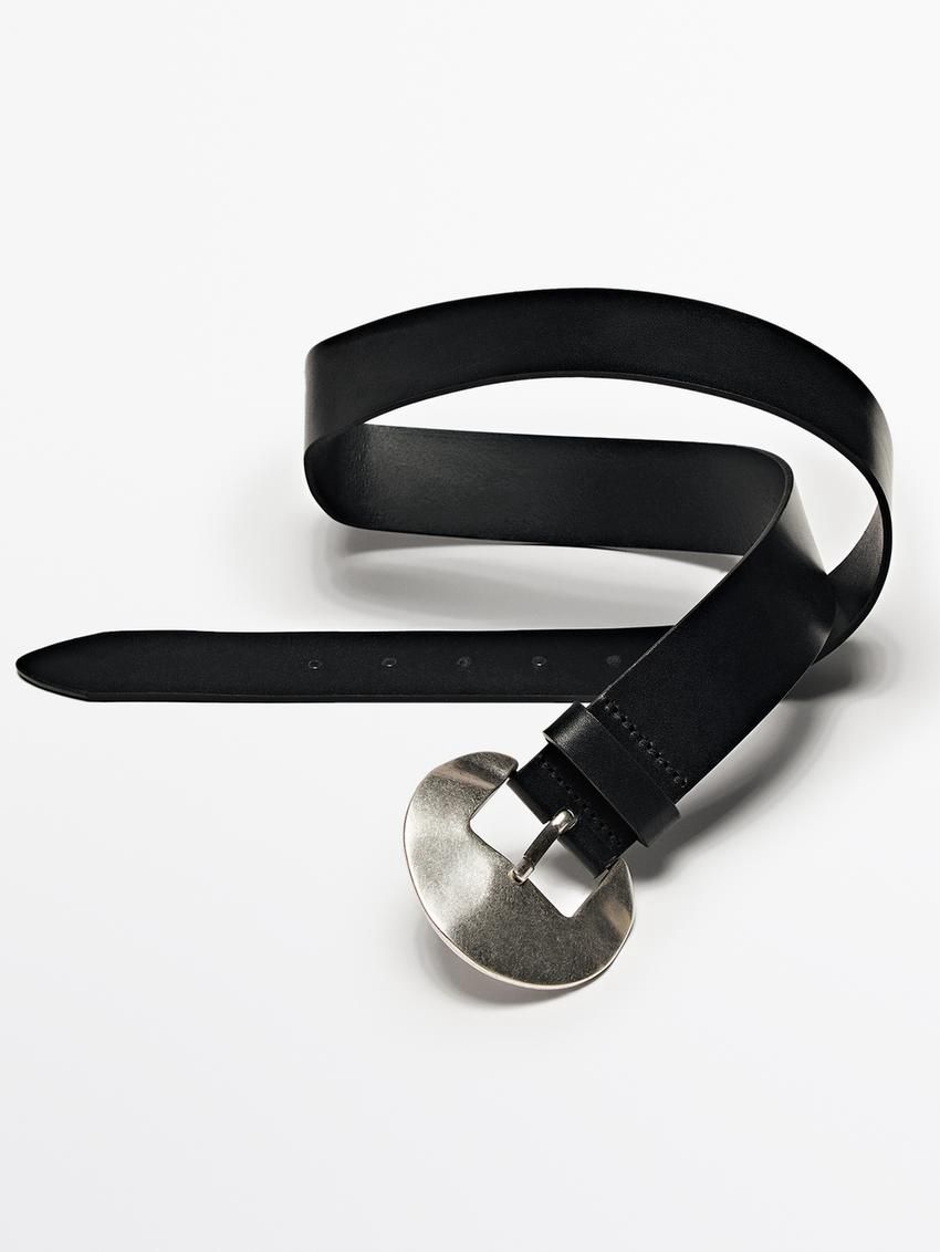 Massimo Dutti Nappa Leather With Ameva Buckle Women Belt Black | US-PB7619483