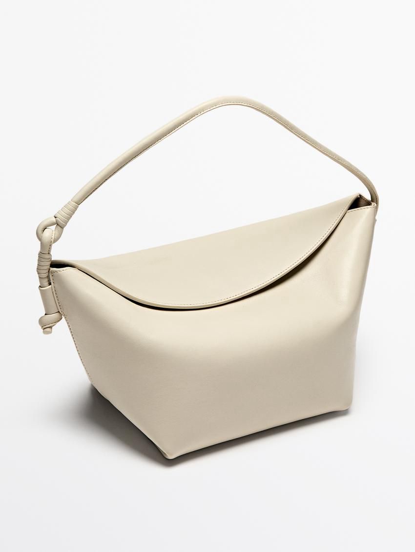 Massimo Dutti Nappa Leather With Knots Women Shoulder Bag Cream | US-FX3649170
