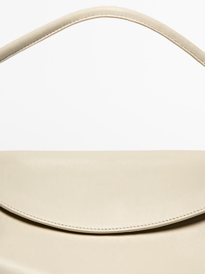 Massimo Dutti Nappa Leather With Knots Women Shoulder Bag Cream | US-FX3649170