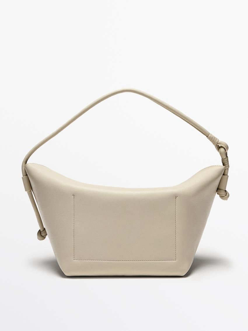 Massimo Dutti Nappa Leather With Knots Women Shoulder Bag Cream | US-FX3649170