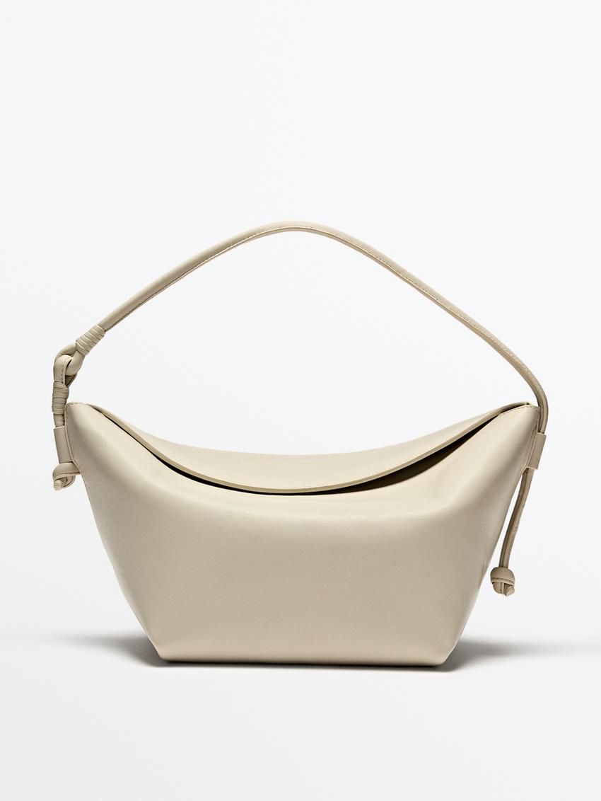 Massimo Dutti Nappa Leather With Knots Women Shoulder Bag Cream | US-FX3649170