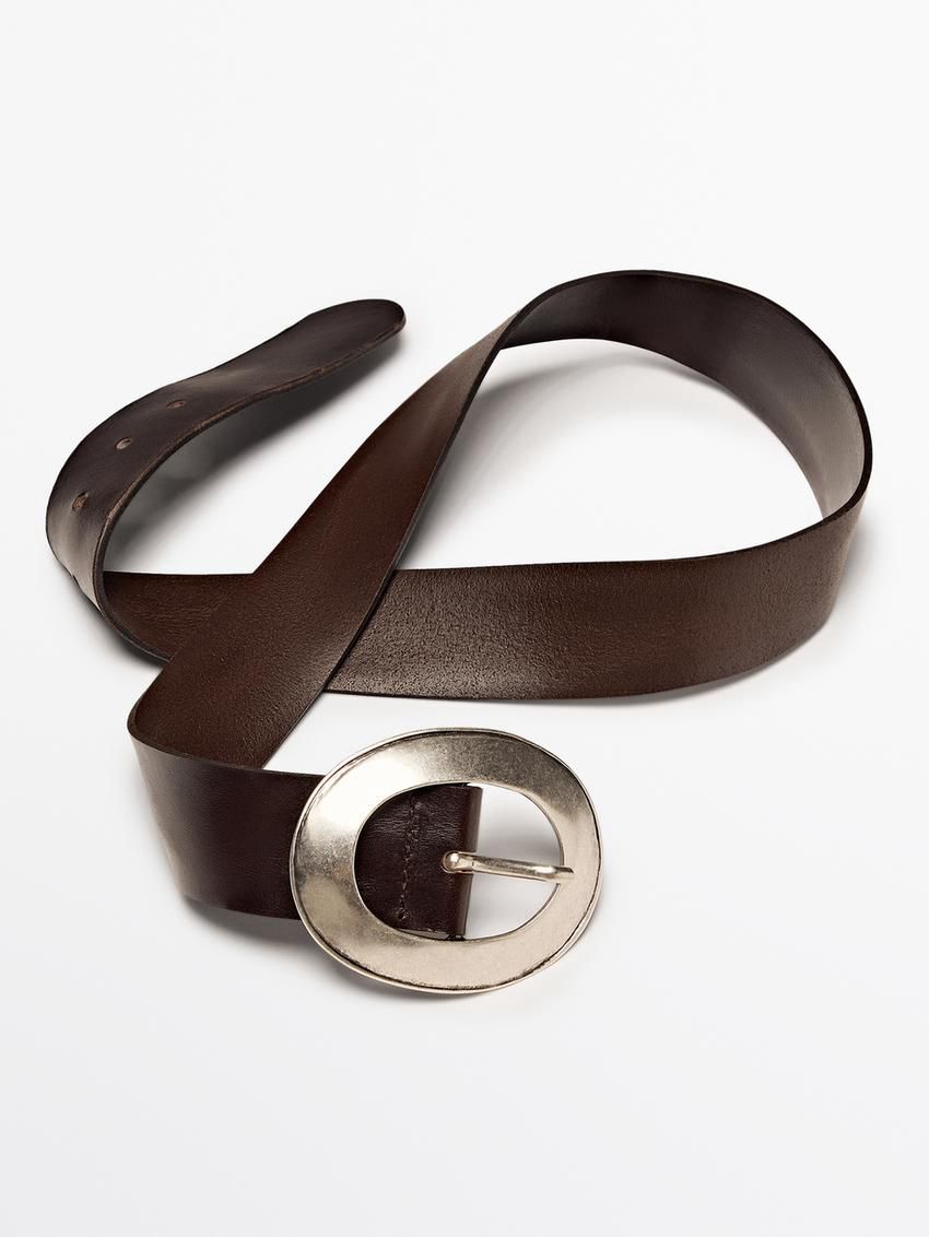 Massimo Dutti Nappa Leather With Oval Buckle Women Belt Black | US-ML9234587
