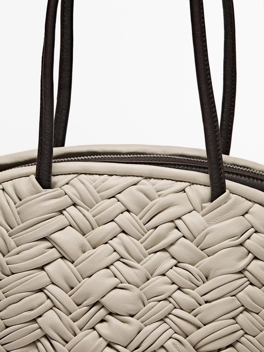 Massimo Dutti Nappa Leather With Removable Interior Women Tote Bag Beige | US-PE2739168