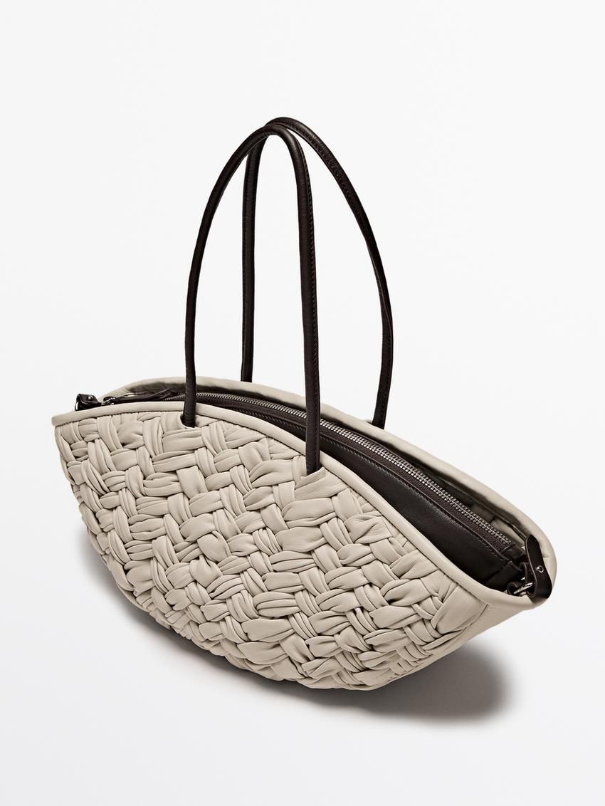 Massimo Dutti Nappa Leather With Removable Interior Women Tote Bag Beige | US-PE2739168