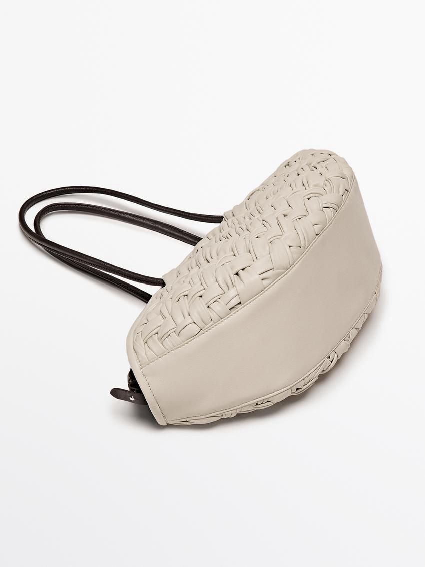 Massimo Dutti Nappa Leather With Removable Interior Women Tote Bag Beige | US-PE2739168