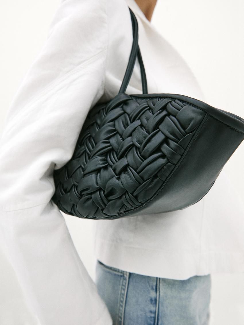 Massimo Dutti Nappa Leather With Removable Interior Women Tote Bag Black | US-PW9241375