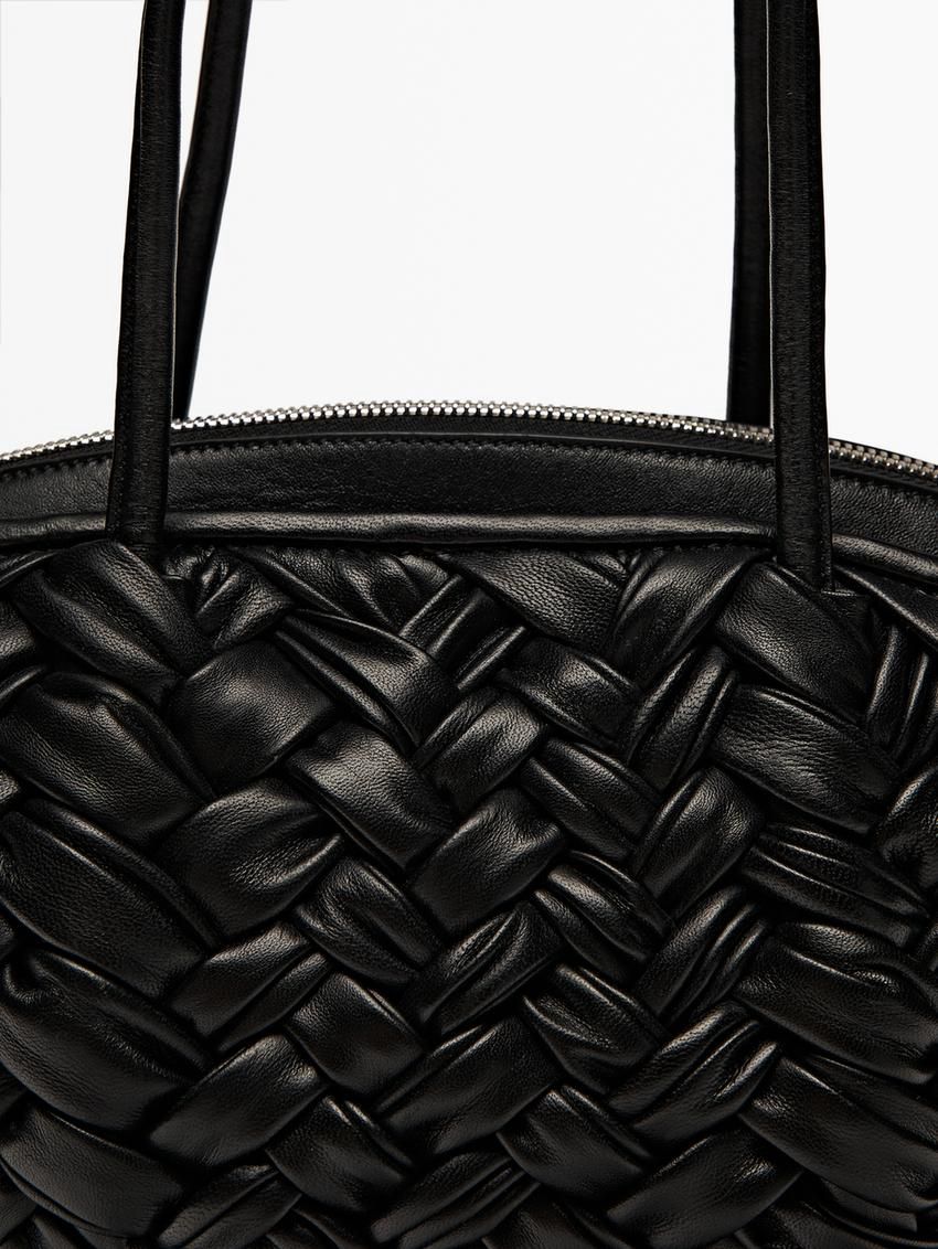 Massimo Dutti Nappa Leather With Removable Interior Women Tote Bag Black | US-PW9241375