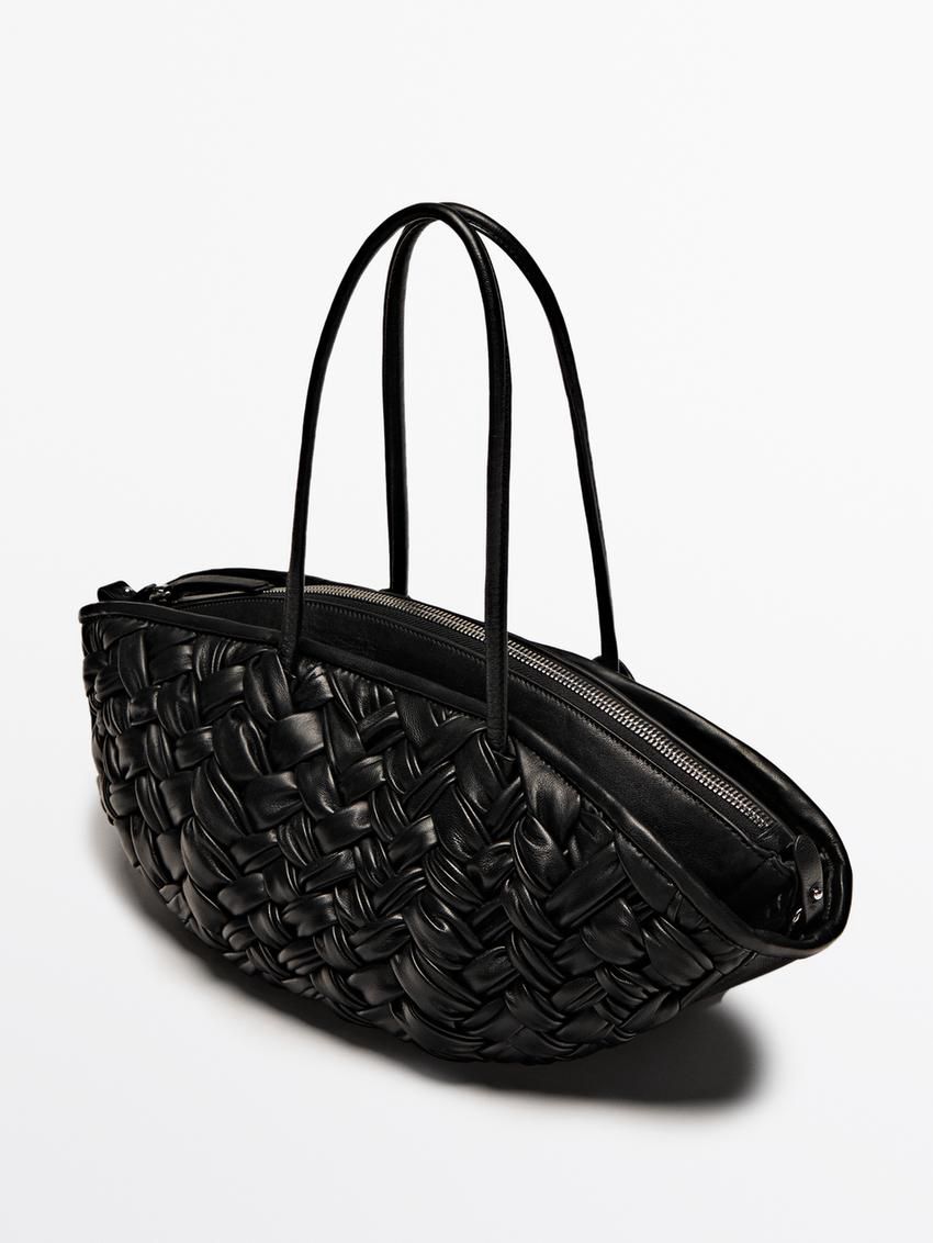 Massimo Dutti Nappa Leather With Removable Interior Women Tote Bag Black | US-PW9241375