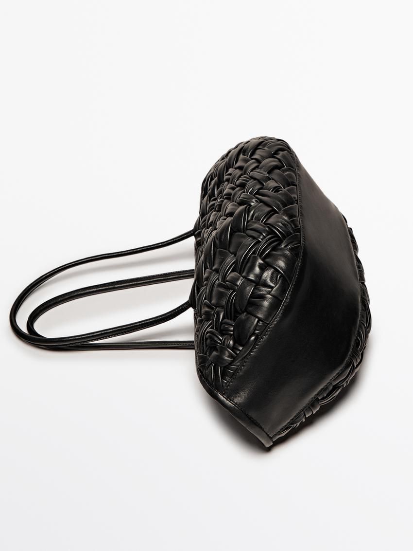 Massimo Dutti Nappa Leather With Removable Interior Women Tote Bag Black | US-PW9241375