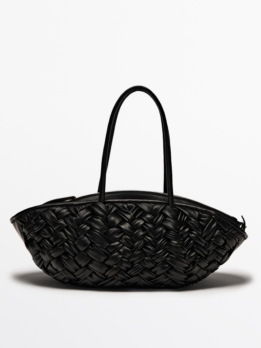 Massimo Dutti Nappa Leather With Removable Interior Women Tote Bag Black | US-PW9241375