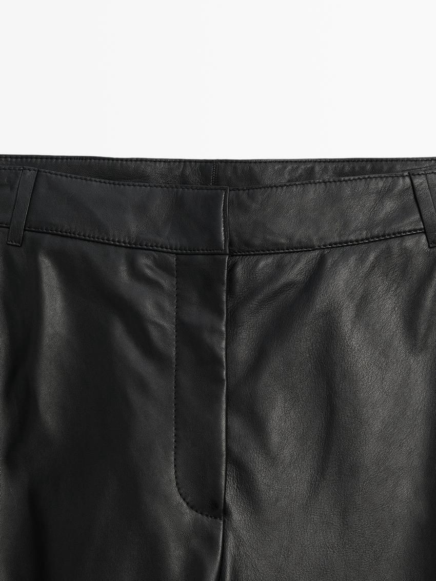 Massimo Dutti Nappa Leather With Seam Details Women Trousers Black | US-HX9824016