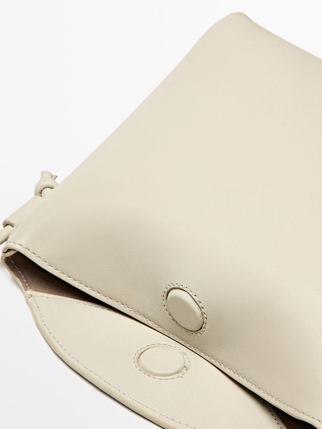 Massimo Dutti Nappa Leather Women Crossbody Bag Beige | US-PN0297145
